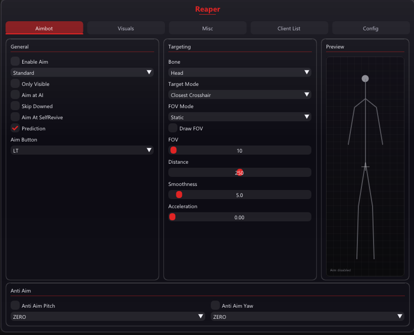 Reaper Aimbot menu