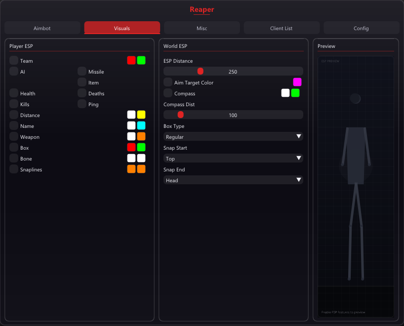 Reaper Visuals menu