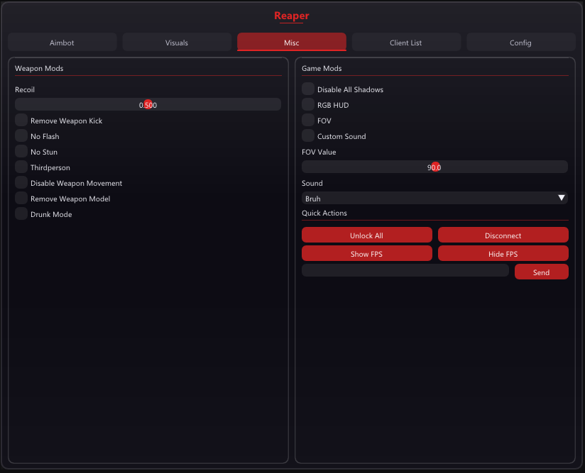 Reaper Misc menu